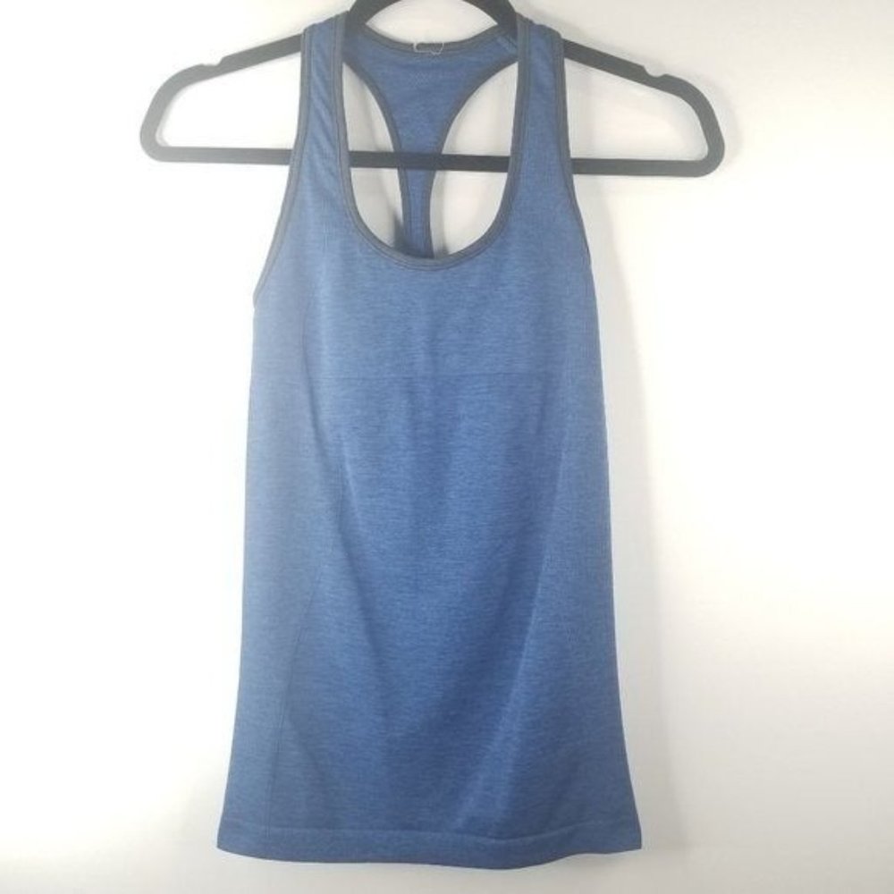 Lululemon Ebb & Flow Racerback Tank Top Size 4 Heathered Blue/Heathered Inkwell